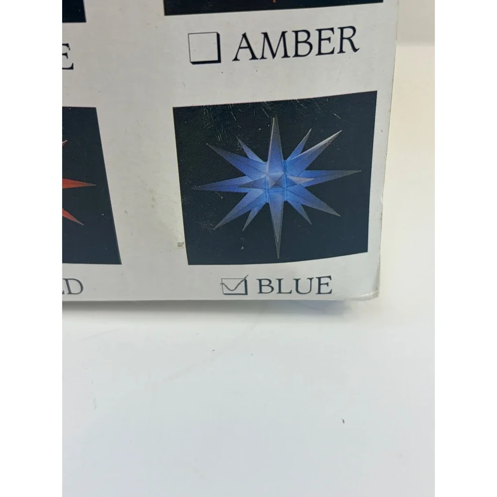 Vtg Roman Lights Moravian Star of Bethlehem Lighted 14 Inch Blue Indoor Outdoor